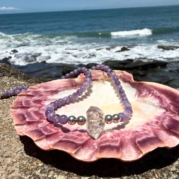 Phosphosiderite and Herkimer Diamond Higher Guidance One Of A Kind Necklace