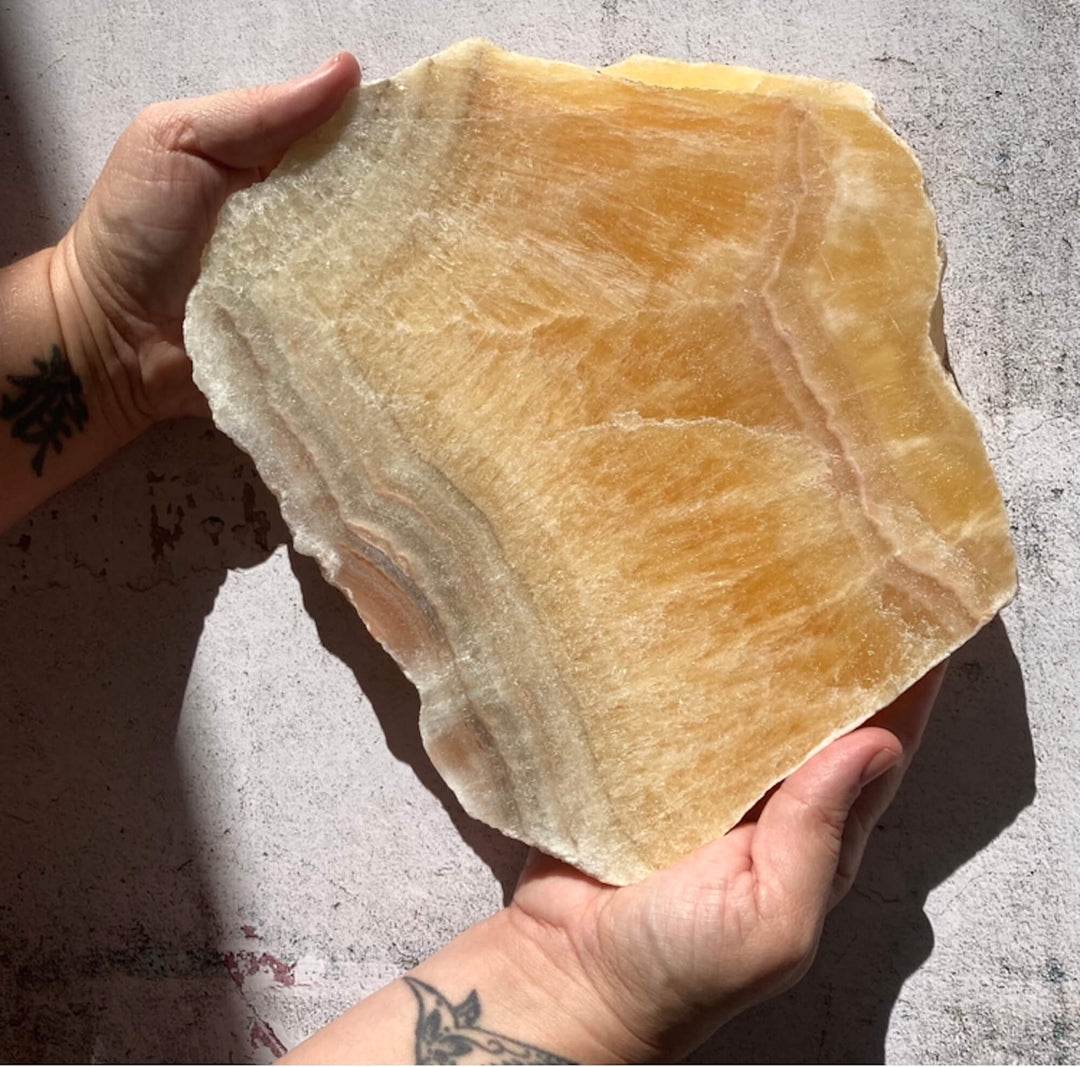 Orange Calcite Crystal Slab