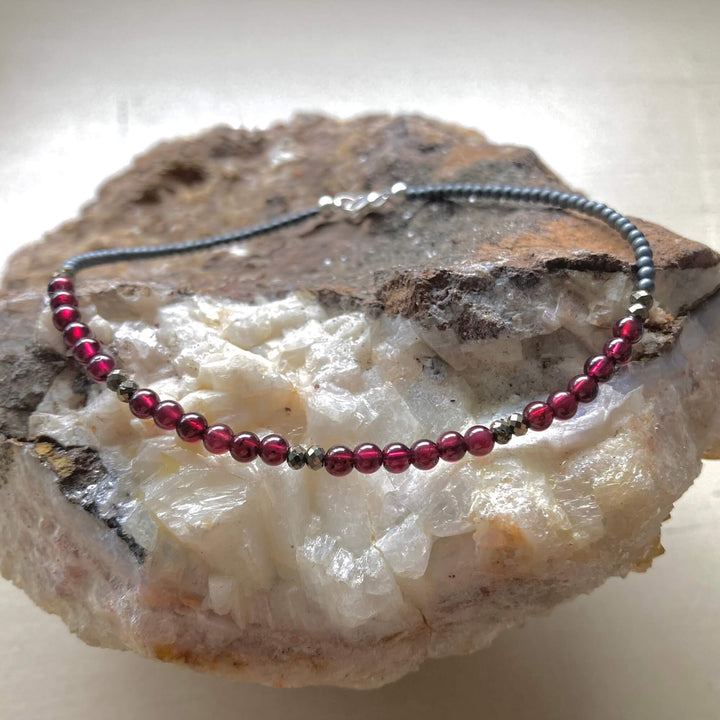 Garnet & Pyrite Anklet
