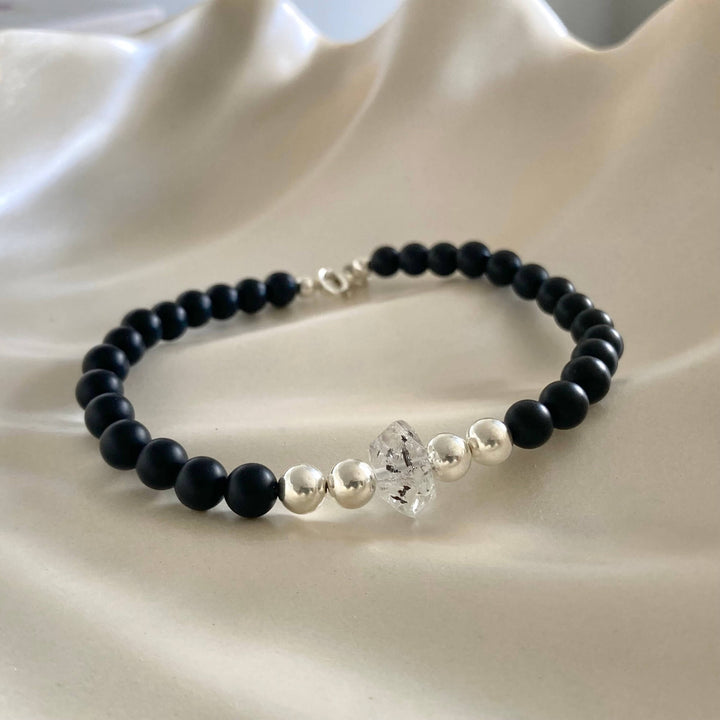Herkimer Diamond & Black Onyx Bracelet