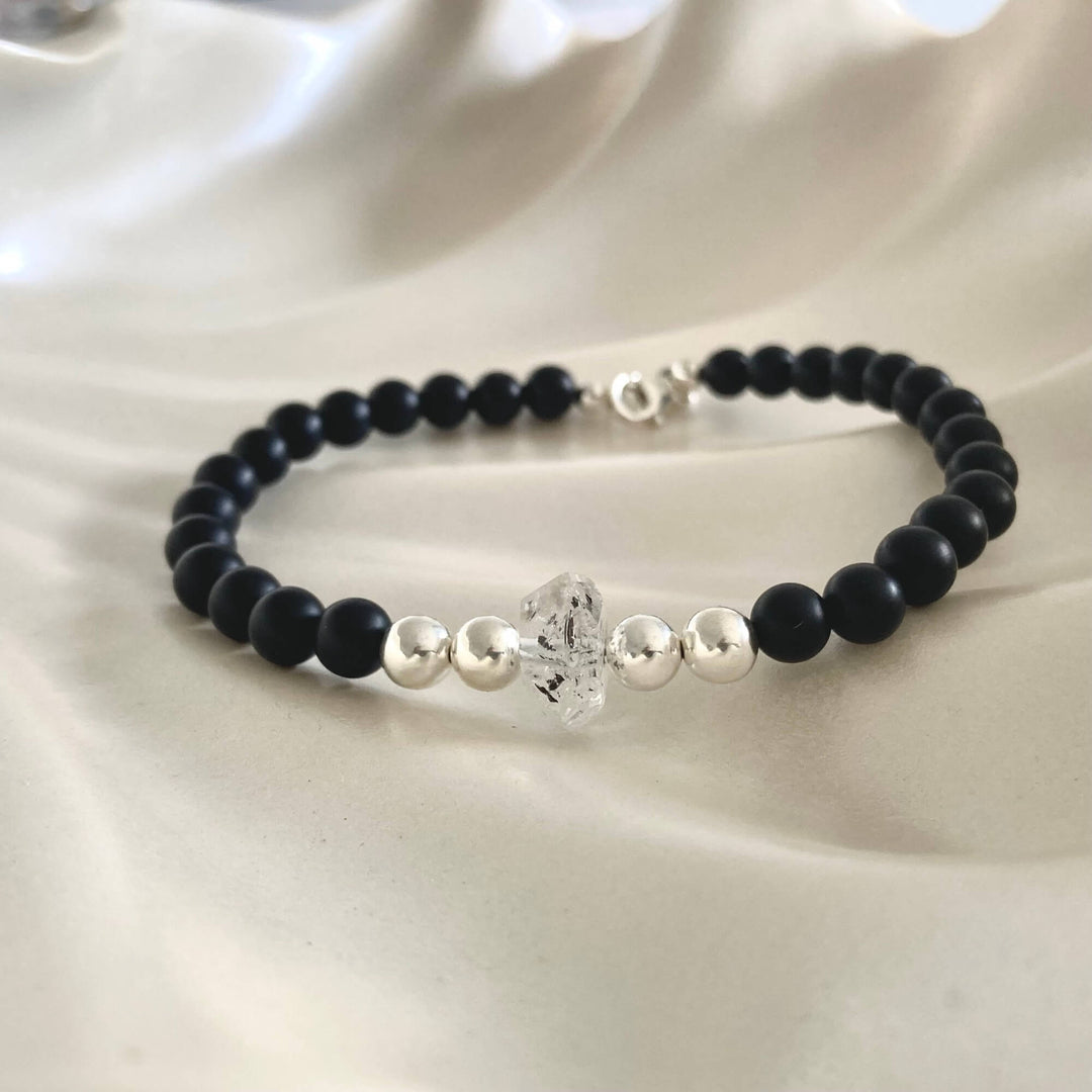 Herkimer Diamond & Black Onyx Bracelet
