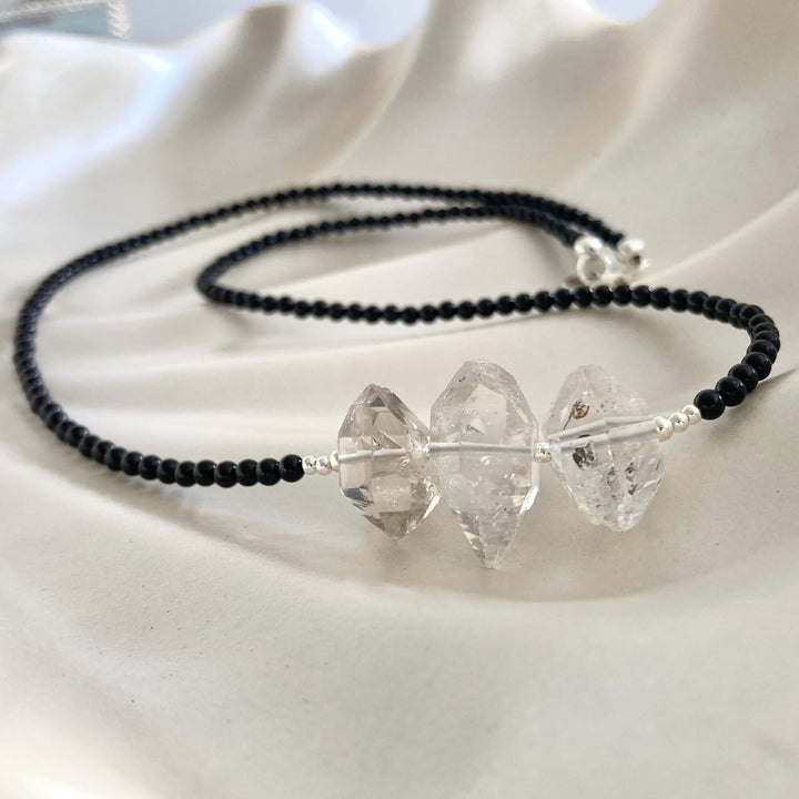 Herkimer Diamond & Black Tourmaline Necklace