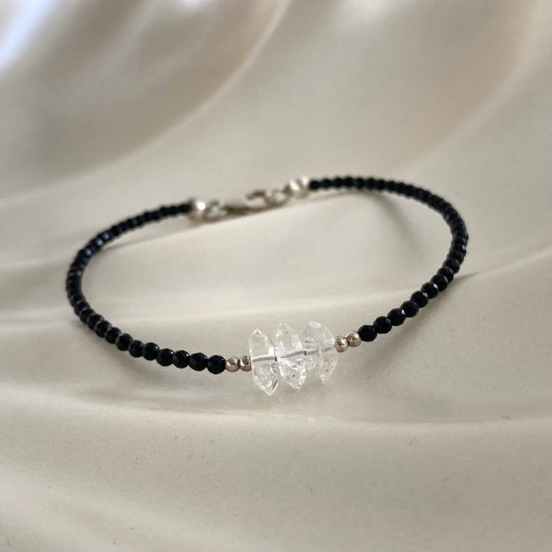 Herkimer Diamond & Black Tourmaline Bracelet