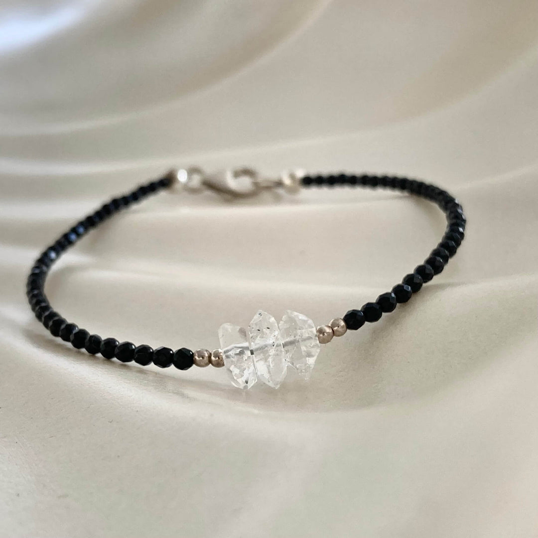 Herkimer Diamond & Black Tourmaline Bracelet