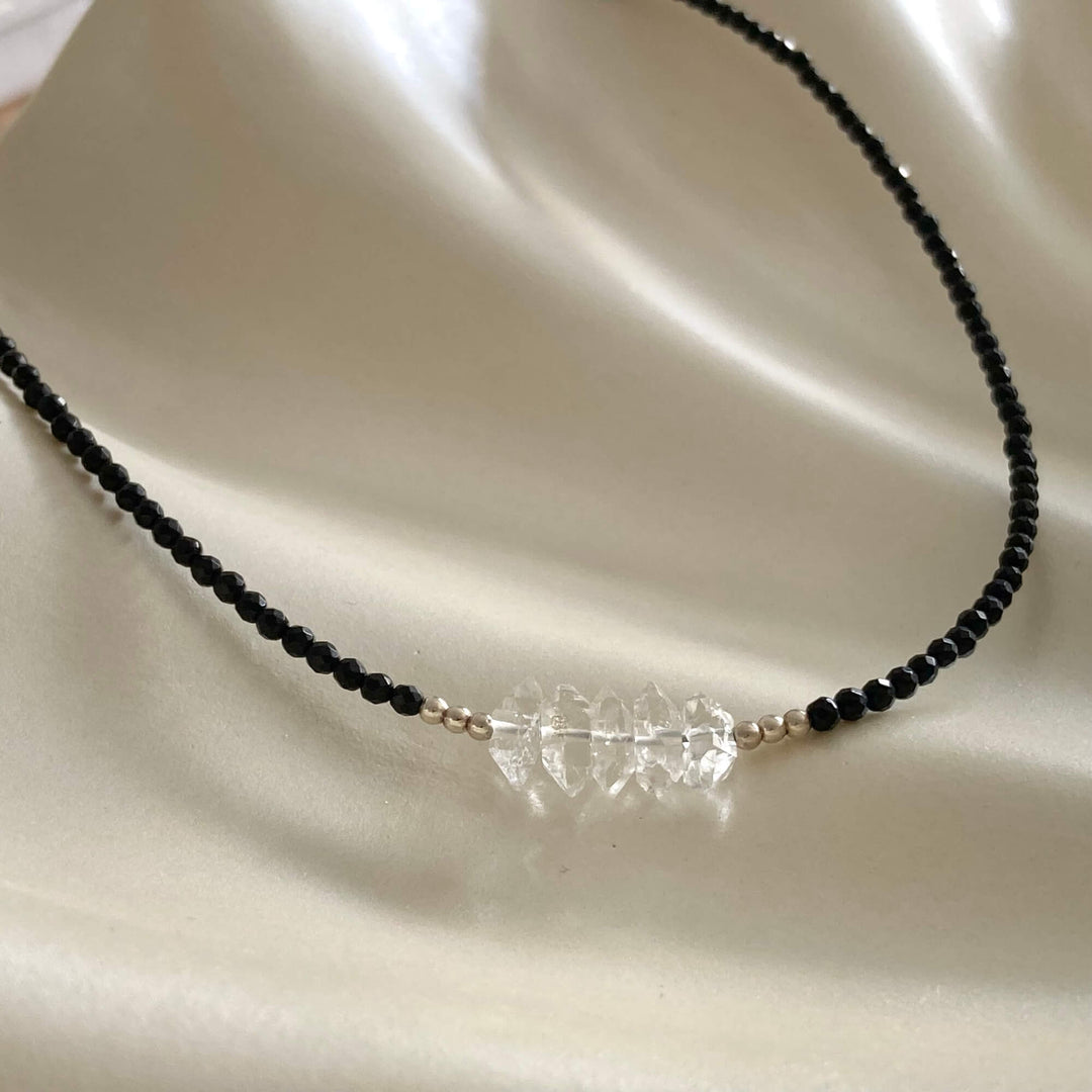 Herkimer Diamond & Black Tourmaline Necklace