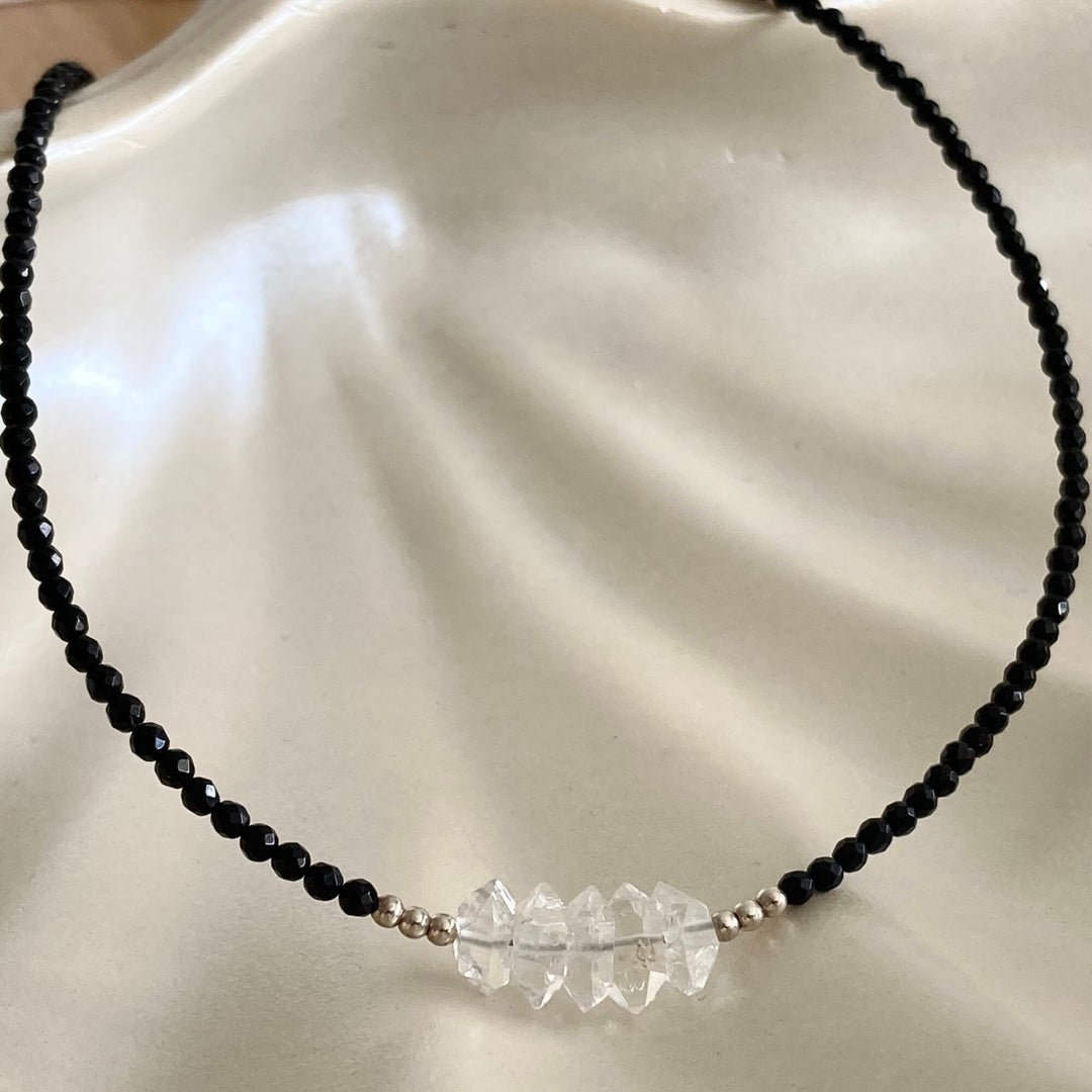 Herkimer Diamond & Black Tourmaline Necklace