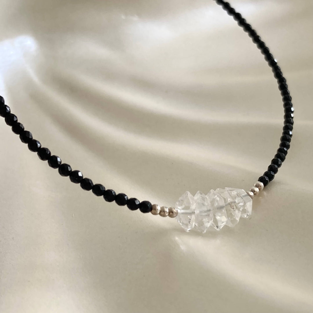 Herkimer Diamond & Black Tourmaline Necklace