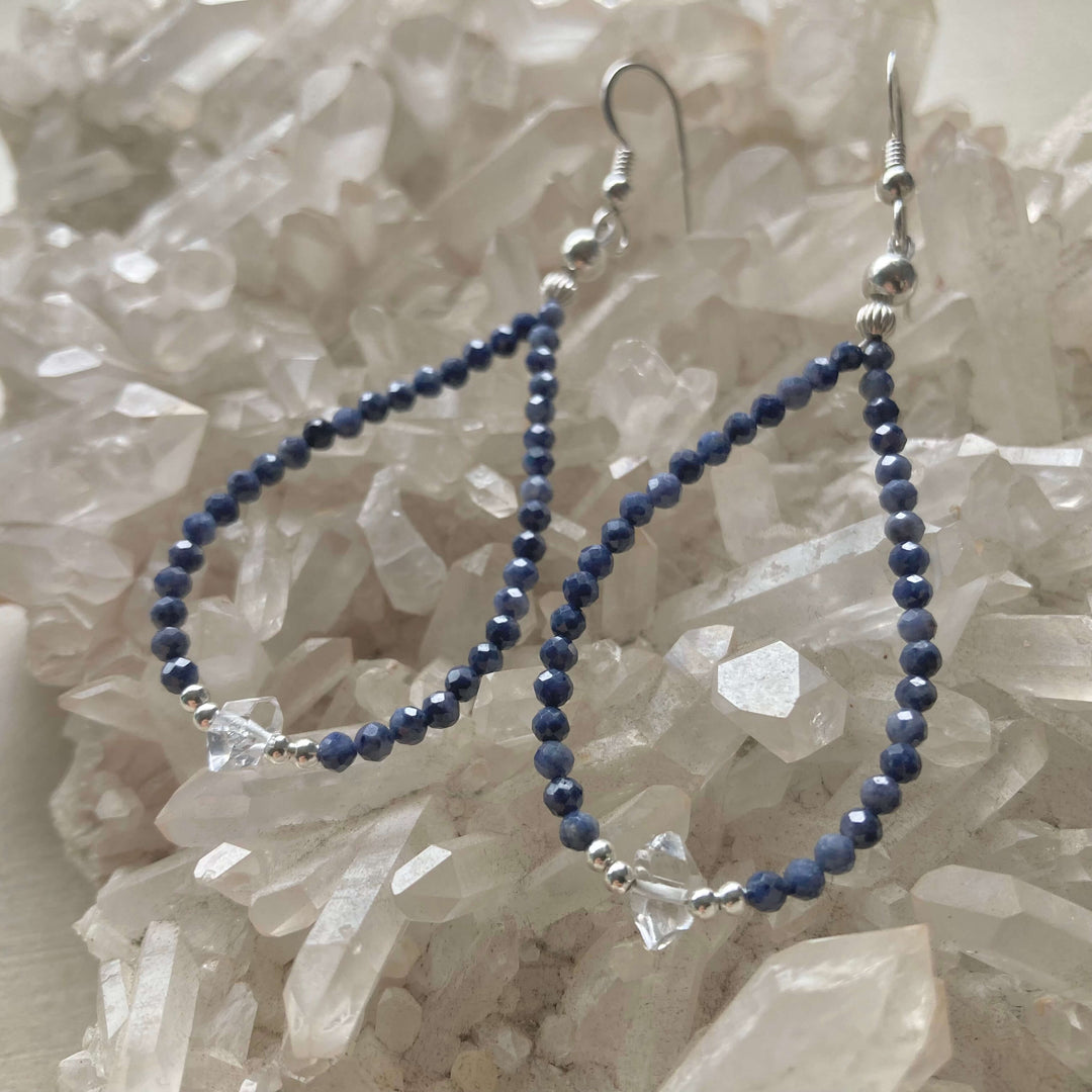 Sapphire & Herkimer Diamond Earrings
