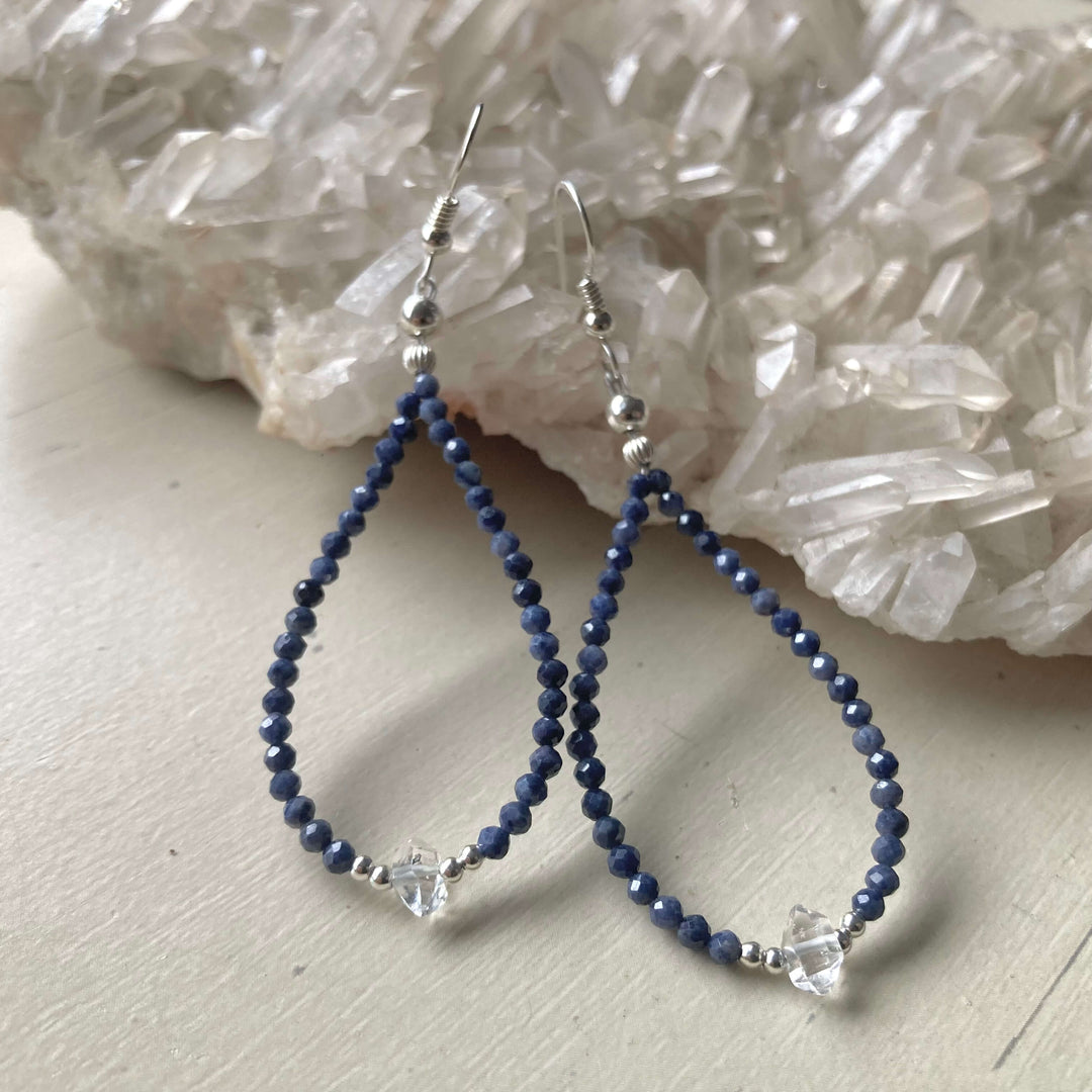 Sapphire & Herkimer Diamond Earrings