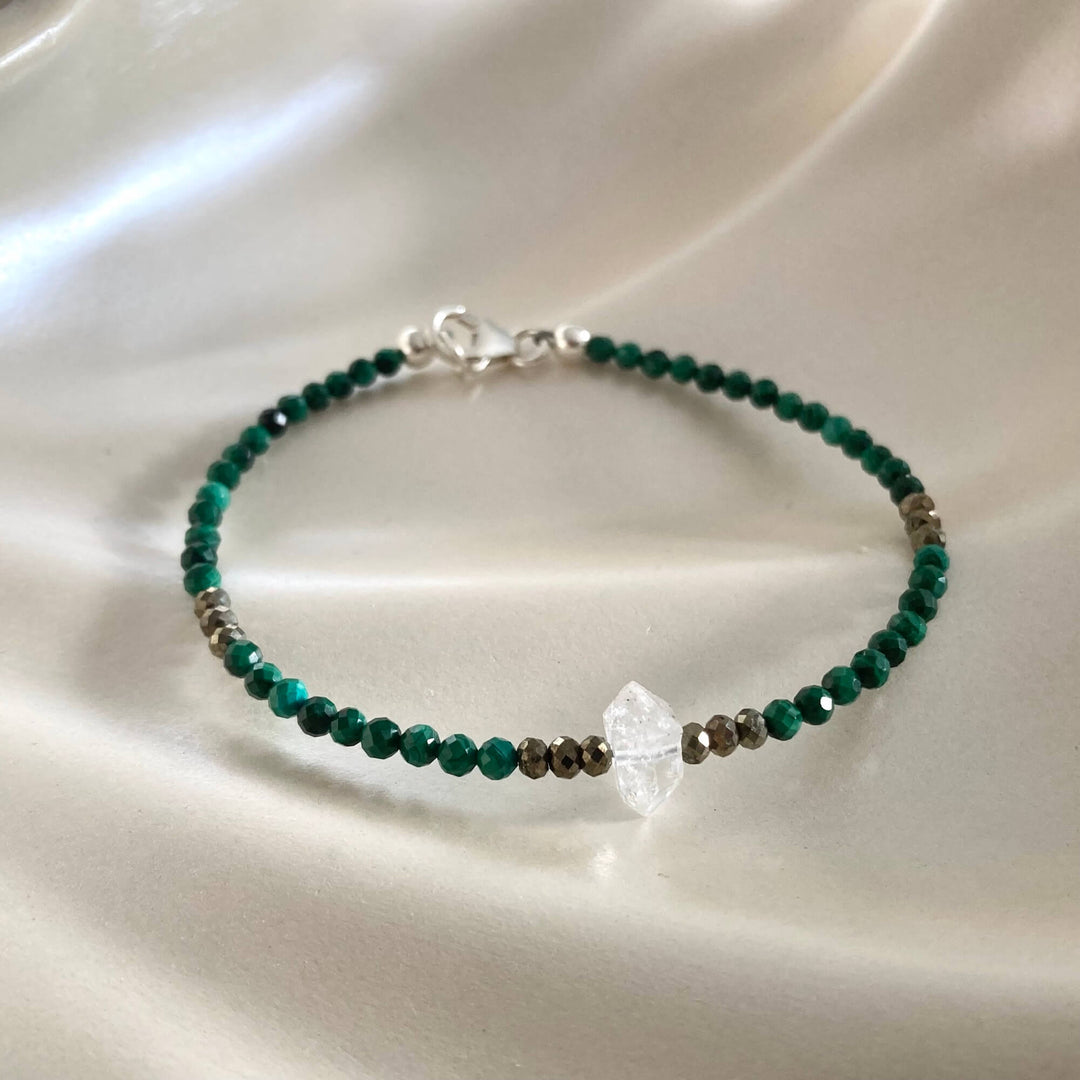 Herkimer, Malachite & Pyrite Manifestation Bracelet