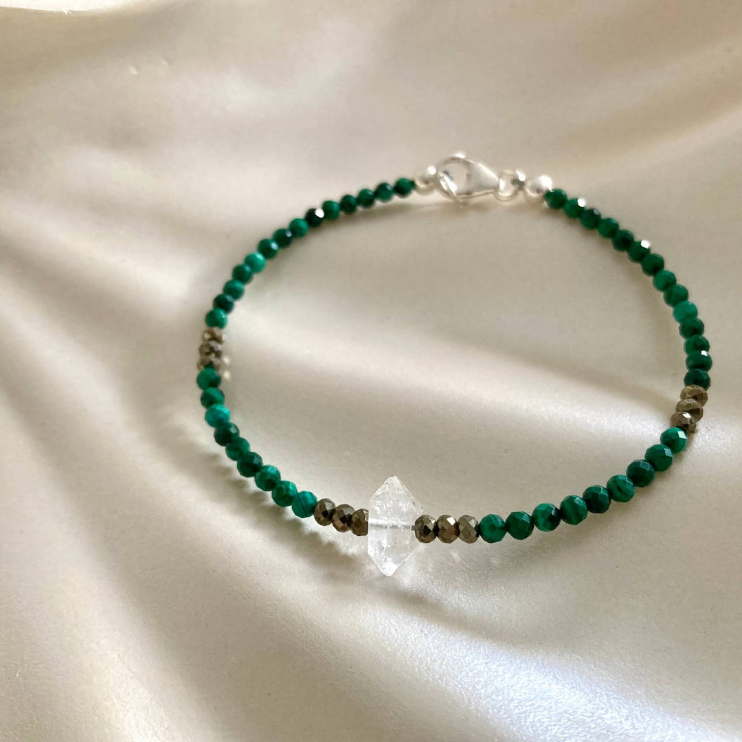 Herkimer, Malachite & Pyrite Manifestation Bracelet