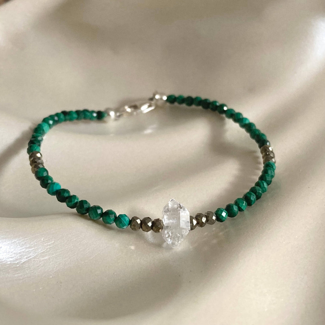 Herkimer, Malachite & Pyrite Manifestation Bracelet