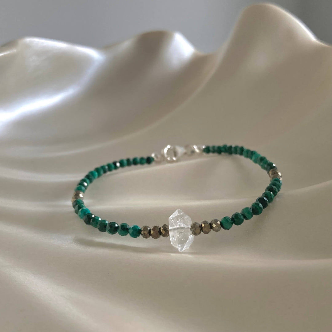 Herkimer, Malachite & Pyrite Manifestation Bracelet