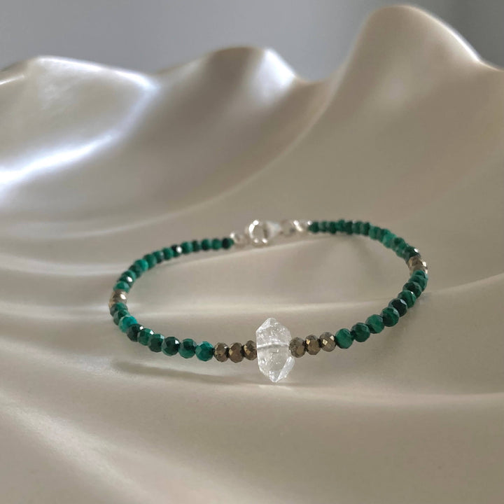 Herkimer, Malachite & Pyrite Manifestation Bracelet