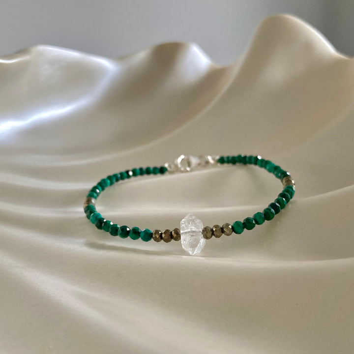 Herkimer, Malachite & Pyrite Manifestation Bracelet