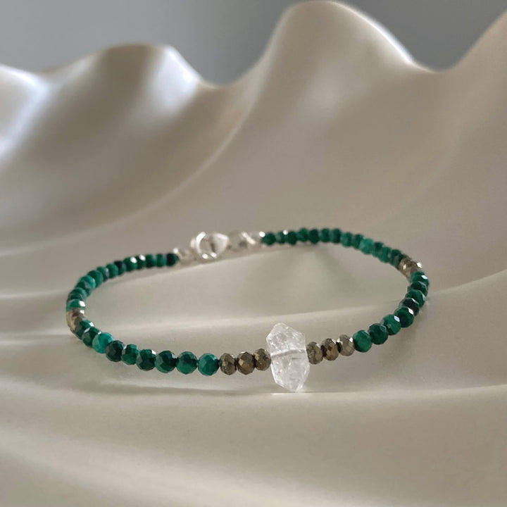 Herkimer, Malachite & Pyrite Manifestation Bracelet