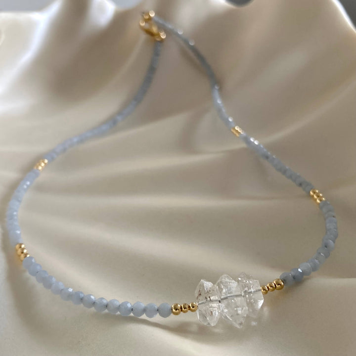 Golden Herkimer & Angelite Necklace