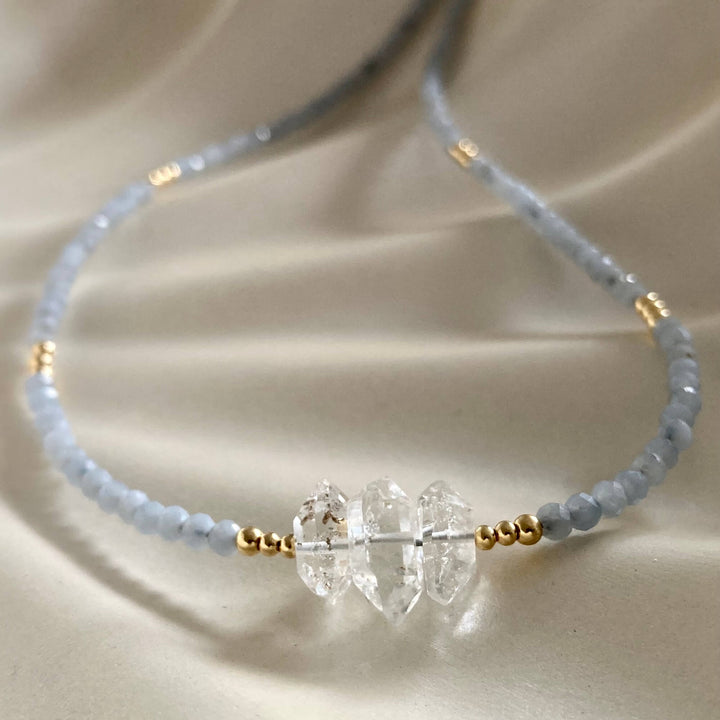 Golden Herkimer & Angelite Necklace