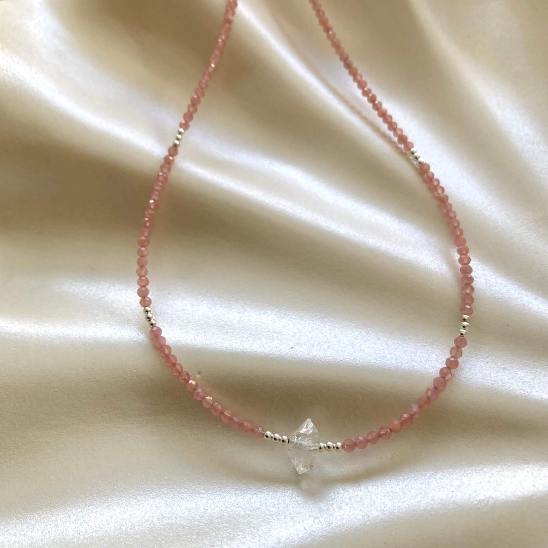 Rhodonite & Herkimer Diamond Necklace