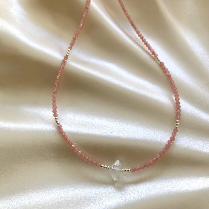 Rhodonite & Herkimer Diamond Necklace