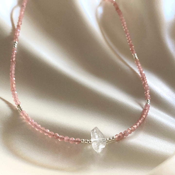 Rhodonite & Herkimer Diamond Necklace