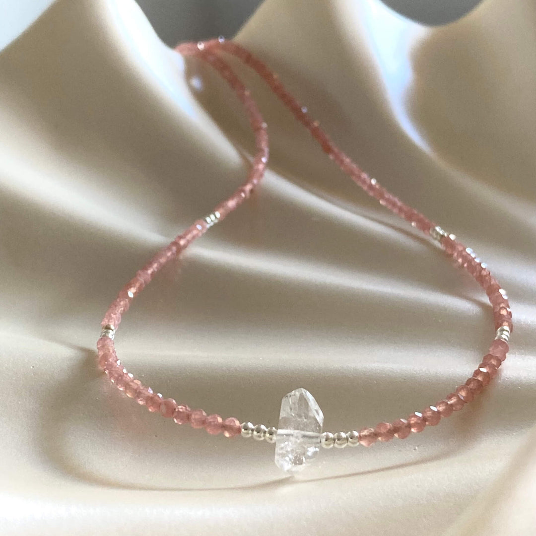 Rhodonite & Herkimer Diamond Necklace