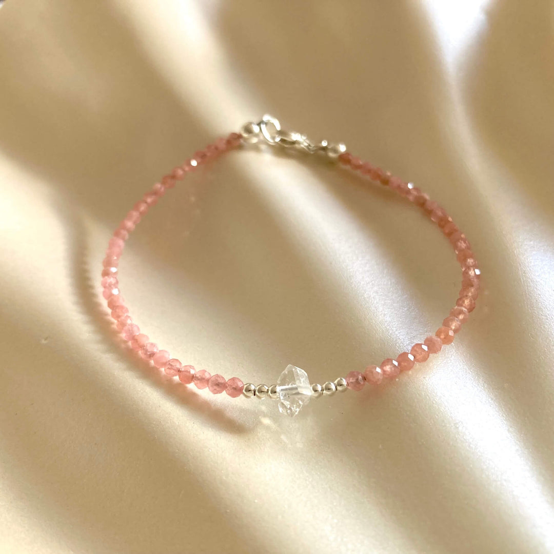 Rhodonite & Herkimer Diamond Bracelet
