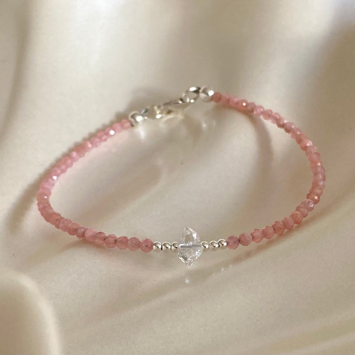 Rhodonite & Herkimer Diamond Bracelet