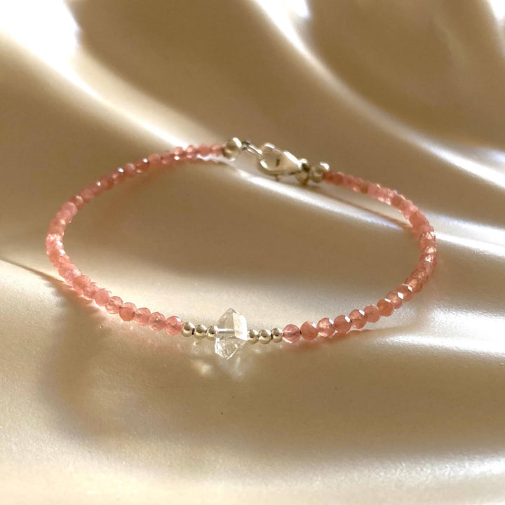 Rhodonite & Herkimer Diamond Bracelet
