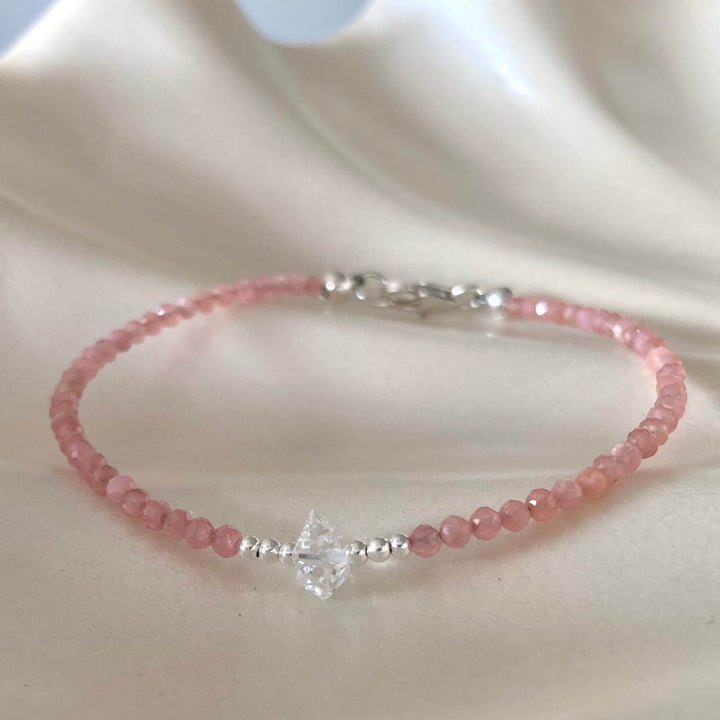 Rhodonite & Herkimer Diamond Bracelet