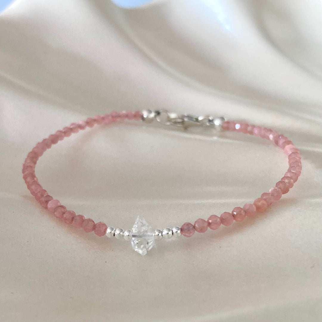 Rhodonite & Herkimer Diamond Bracelet