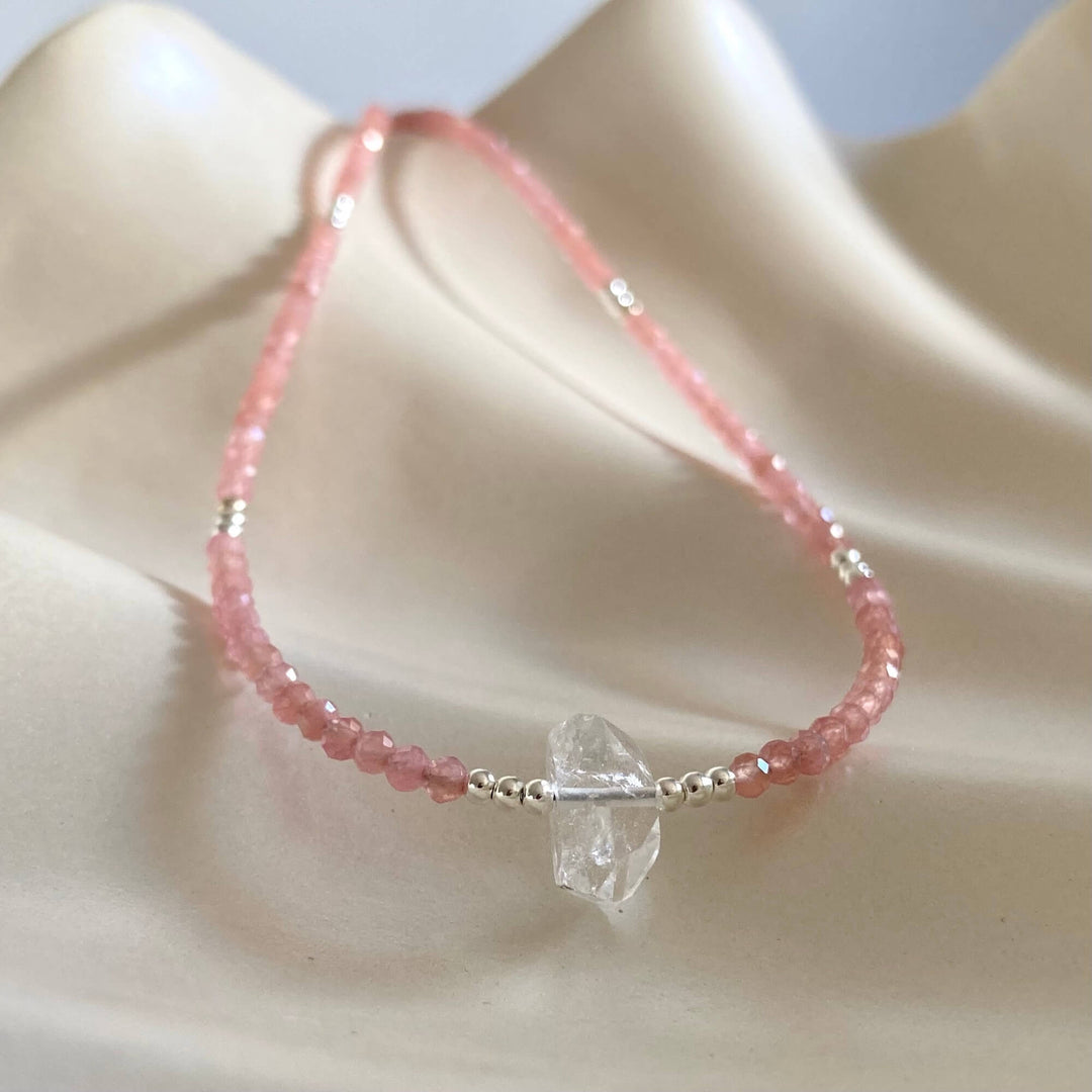 Rhodonite & Herkimer Diamond Necklace