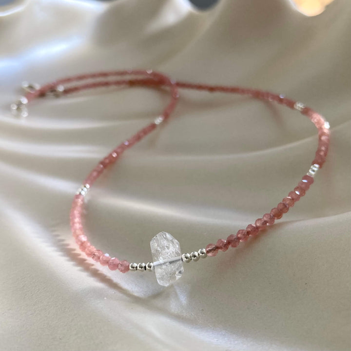 Rhodonite & Herkimer Diamond Necklace