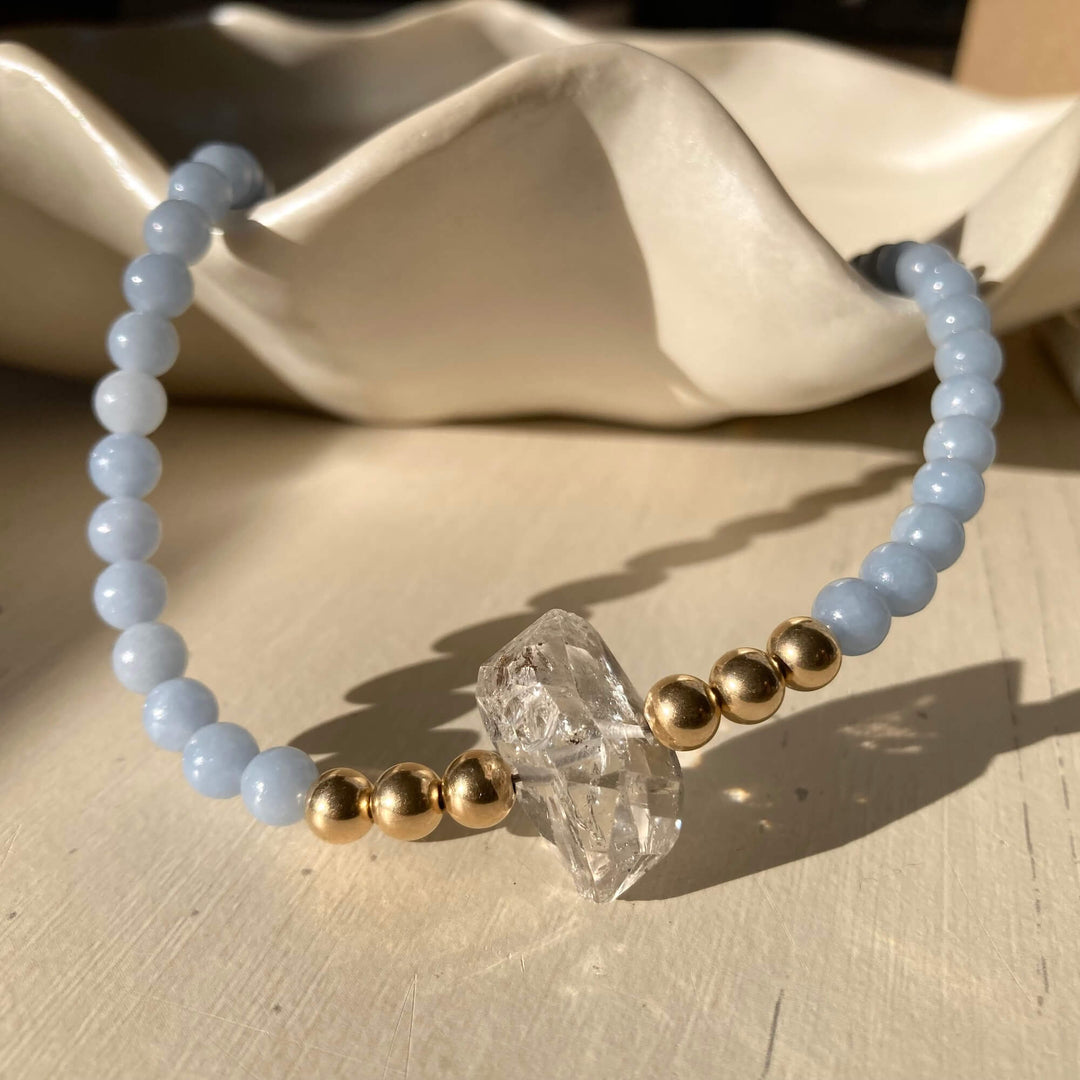 Golden Herkimer & Angelite Statement Necklace