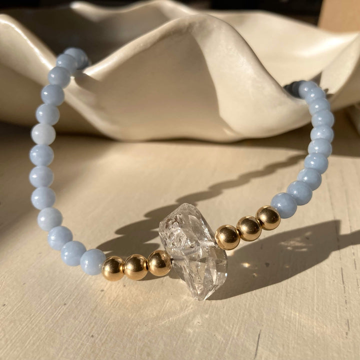 Golden Herkimer & Angelite Statement Necklace