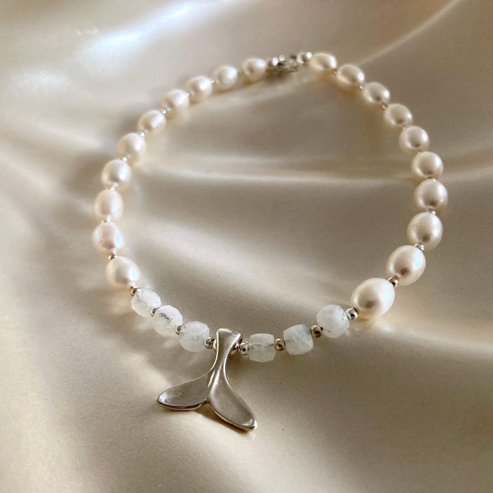 One Of A Kind Whale Song Moonstone & Pearl Anklet