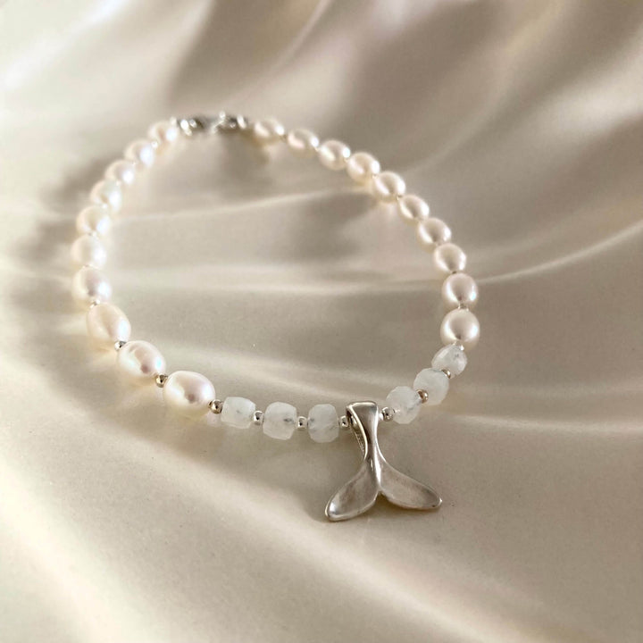 One Of A Kind Whale Song Moonstone & Pearl Anklet