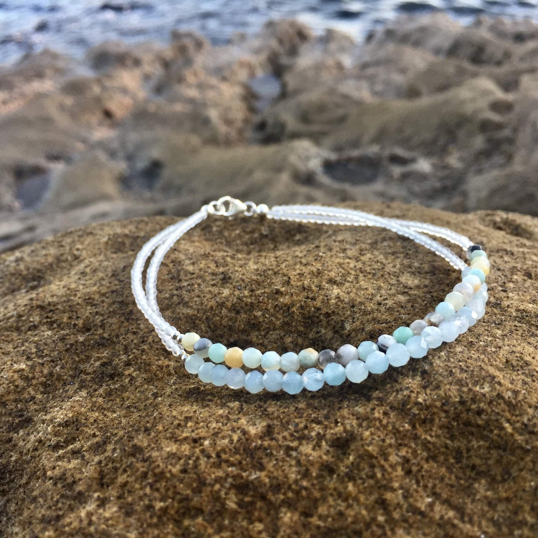 Amazonite & Aquamarine Bracelet Hand beaded by House of Aloha Central Coast NSW Australia