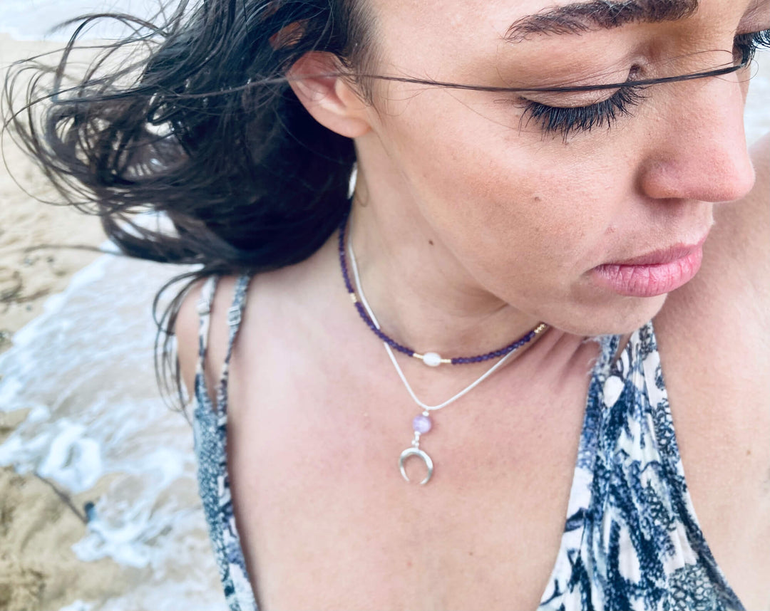 La Luna Love Kunzite Crescent Moon Pendant Necklace