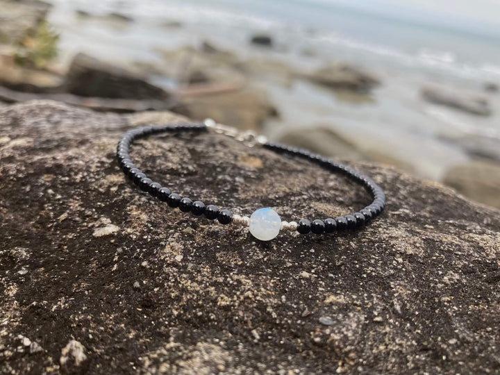Black Tourmaline & Moonstone Anklet for support