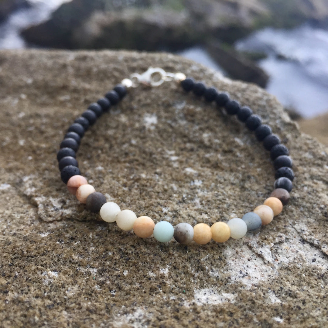 Empowerment For Men Amazonite & Sunstone lava stone bracelet