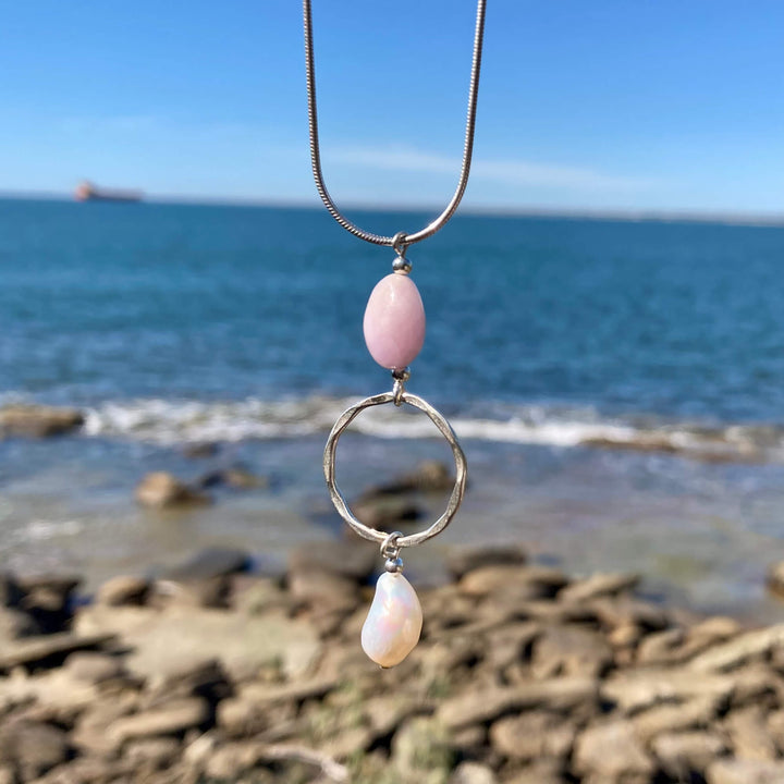 Kunzite & Pearl Pendant Necklace for women