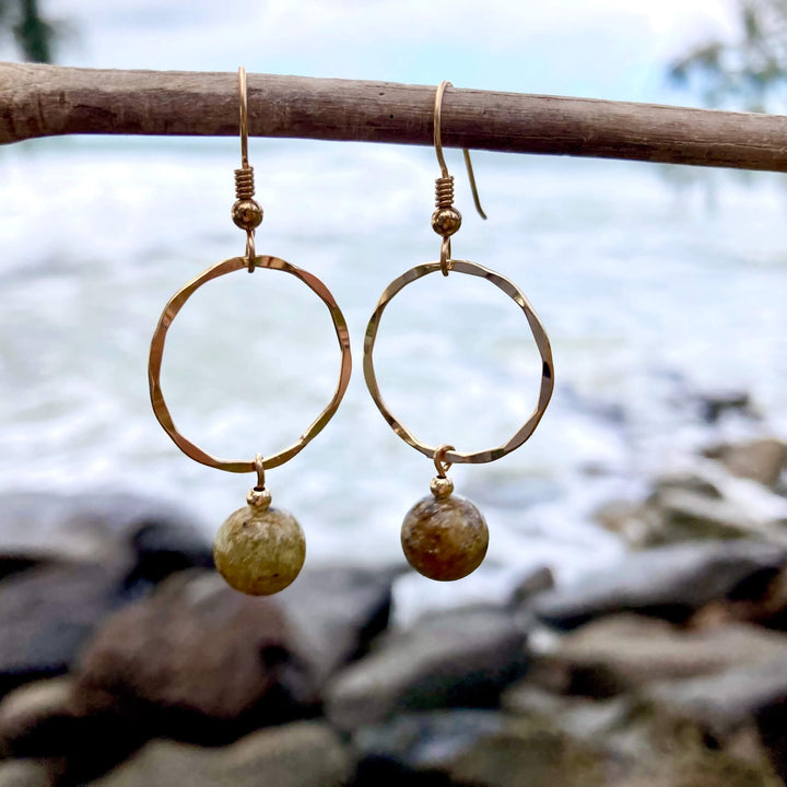 Light Of Ra - Green Garnet Hoop Earrings