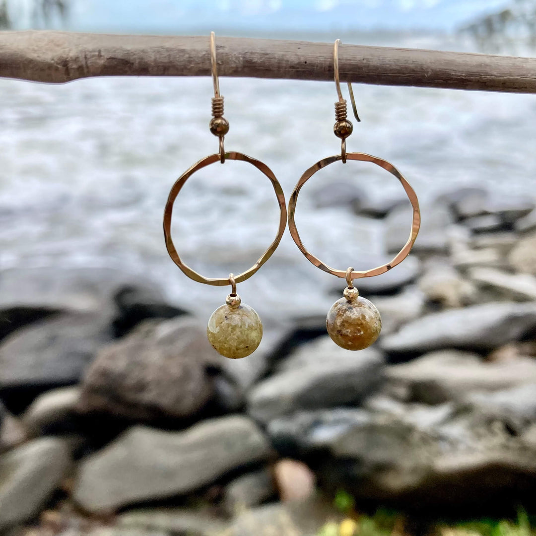 Light Of Ra - Green Garnet Hoop Earrings