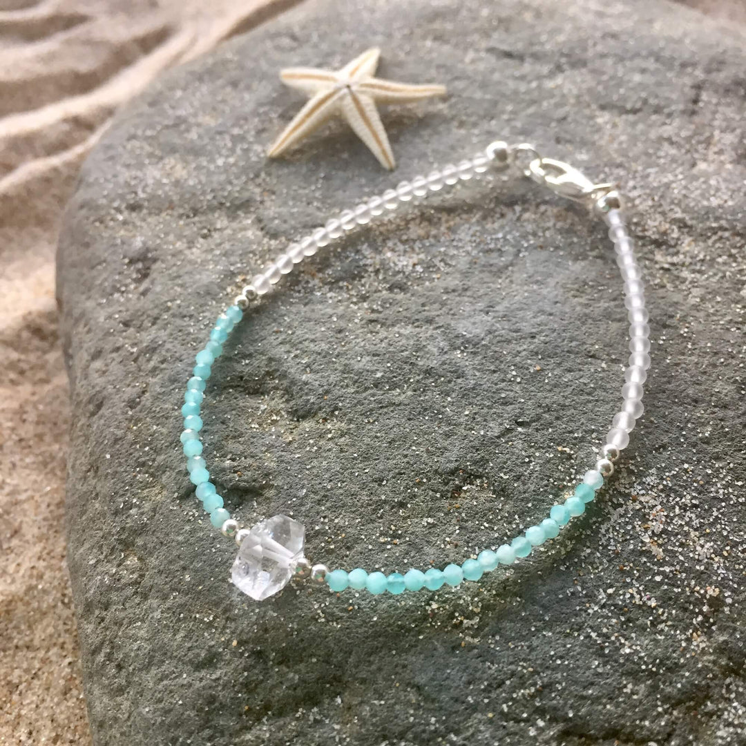 Amazonite & Herkimer Diamond Healing Crystal Bracelet