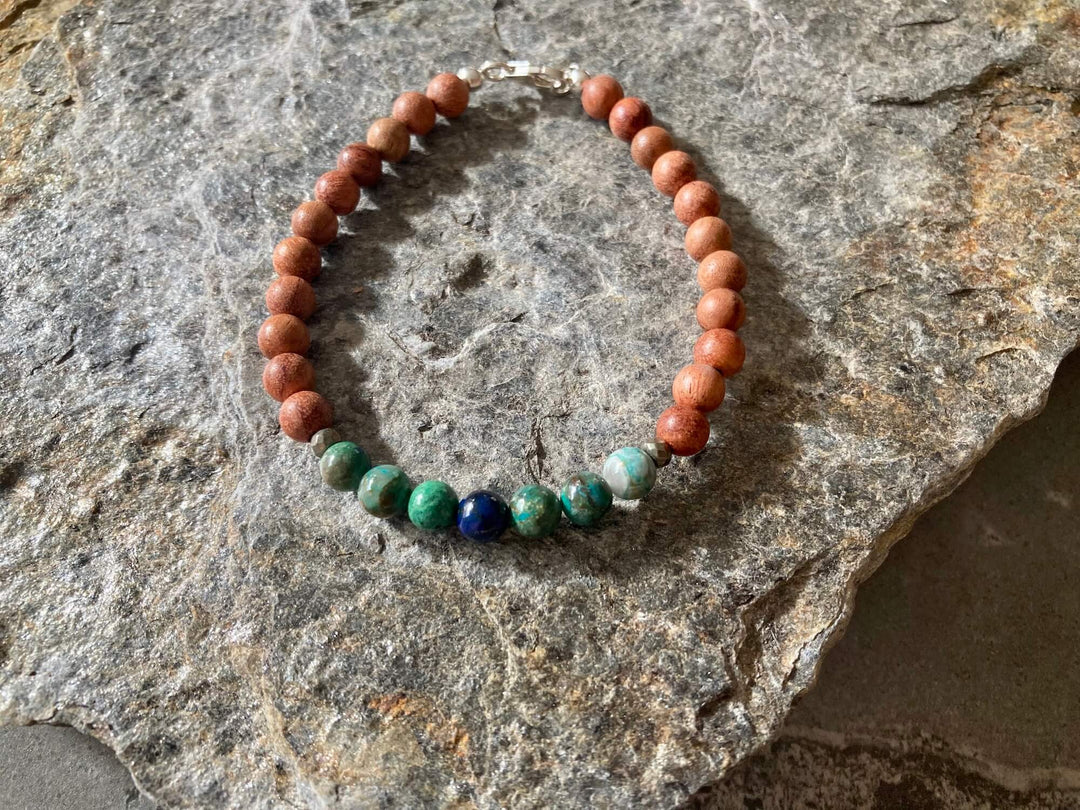 Inner Wisdom - Azurite Mens Healing Crystal Bracelet by Mana for Men